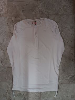 ZeroXposur Quarter-Zip Athletic White Long Sleeve Ruched Sides